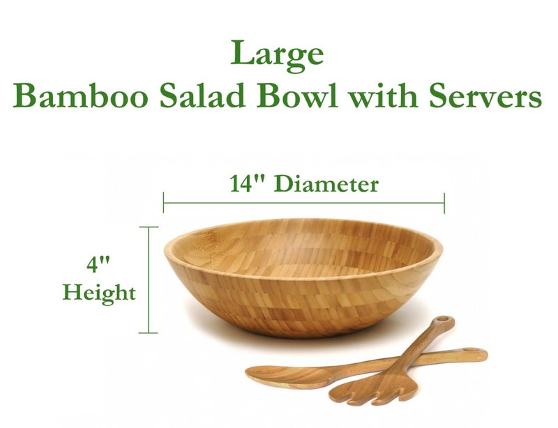 Lipper International Bamboo Salad Bowl with Salad Servers - Image 2